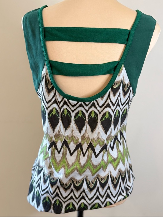 Miss Me Tops - Miss Me peacock strappy back tank beaded green gold SZ M